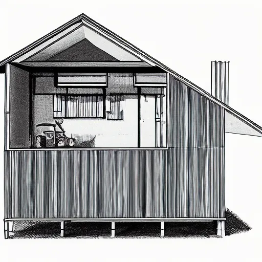 Prompt: blueprint of a small house architecture textbook illustration