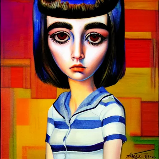 Prompt: Glitchpunk girl, painting by Margaret Keane