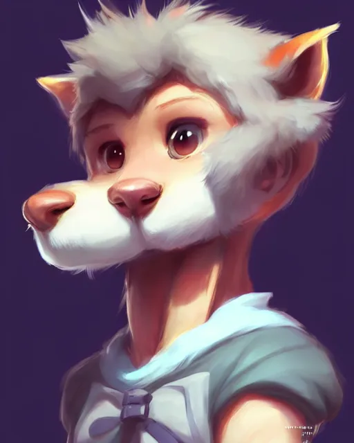 Image similar to character concept art of a cute young male anthropomorphic furry | | adorable nuzzler, key visual, realistic shaded perfect face, fine details by stanley artgerm lau, wlop, rossdraws, james jean, andrei riabovitchev, marc simonetti, and sakimichan, trending on weasyl