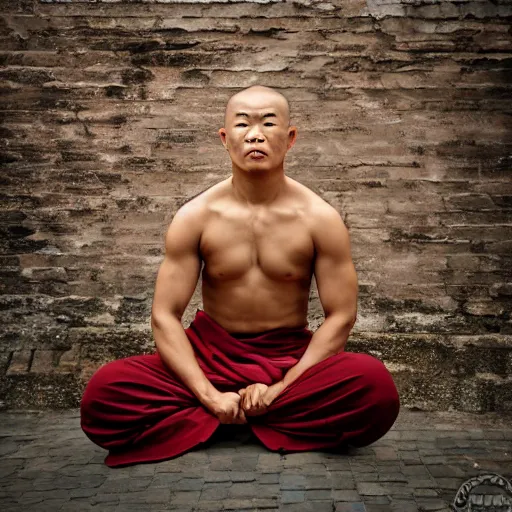 Image similar to shaolin monk, portrait photo, 8k