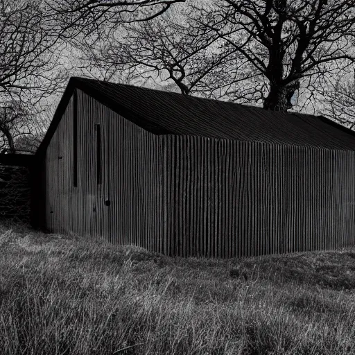 Image similar to scottish blackhouse designed by marcel breuer, fujinon premista 1 9 - 4 5 mm