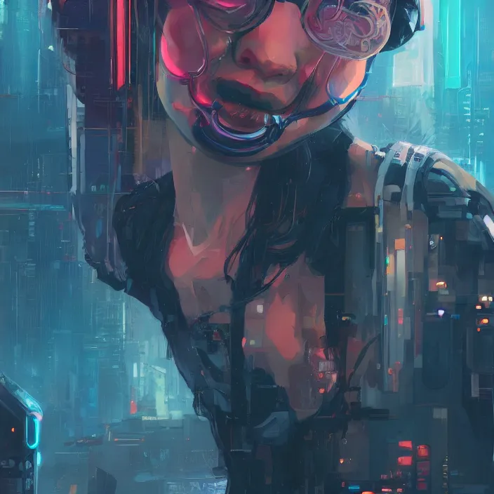 Image similar to a beautiful portrait painting of a cyberpunk girl by pascal blanche and sachin teng and sam yang and greg rutkowski, in style of colorful comic. symmetry, hyper detailed. octanev render. trending on artstation