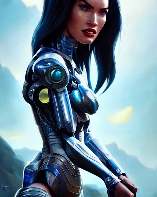 Image similar to weta disney pixar movie still portrait photo of megan fox as cyborg woman by pixar, by weta, wlop, ilya kuvshinov, rossdraws, artgerm, maxim cover, latex, sweaty, iridescent, bright morning, anime, liosh, mucha