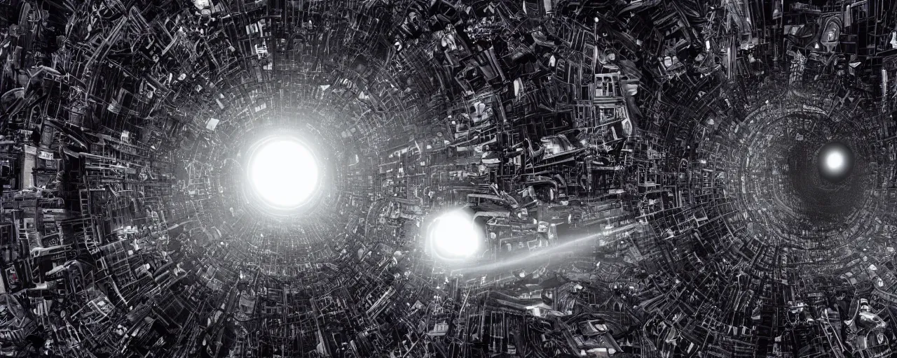 Image similar to photo of a black hole is destroying a gothic cyberpunk City