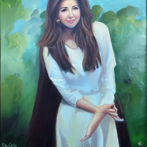 Image similar to nancy ajram, oil painting