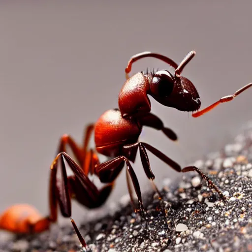 Image similar to A close-up shot of an ant trying to move a pebble uphill