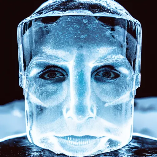 Image similar to see through clear sheet of ice sheet of ice in front of face face face behind ice face behind ice