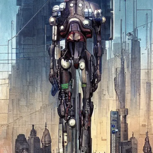 Image similar to Cyborg from Ghost in the shell by Enki bilal and Salvador Dali, cyberpunk, impressive perspective, aesthetic, masterpiece