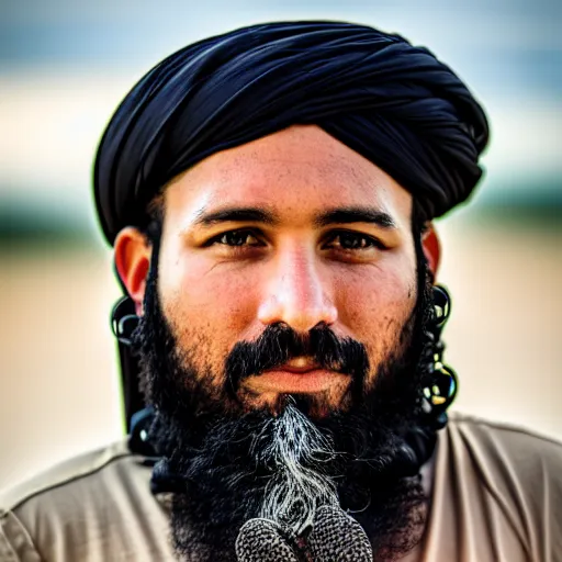 Image similar to 4 k portrait sony a 7 f 2. 8 of ron desantis as a taliban leader