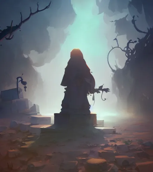 Image similar to grave covered in shadows, ghosts and smoke, behance hd by jesper ejsing, by rhads, makoto shinkai and lois van baarle, ilya kuvshinov, rossdraws global illumination