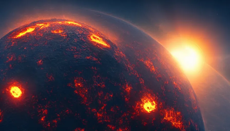 Image similar to The planet Earth burned by the sun, hyperdetailed, artstation, cgsociety, 8k