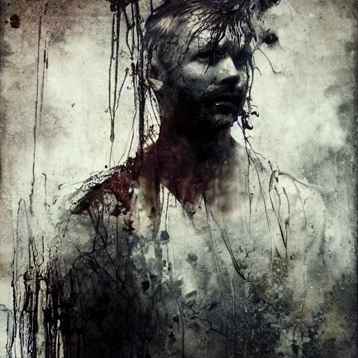 Prompt: wet collodion photography of early xx century ocean port village by emil melmoth zdzislaw beksinki craig mullins yoji shinkawa realistic render ominous detailed photo atmospheric by jeremy mann francis bacon and agnes cecile ink drips paint smears digital glitches glitchart