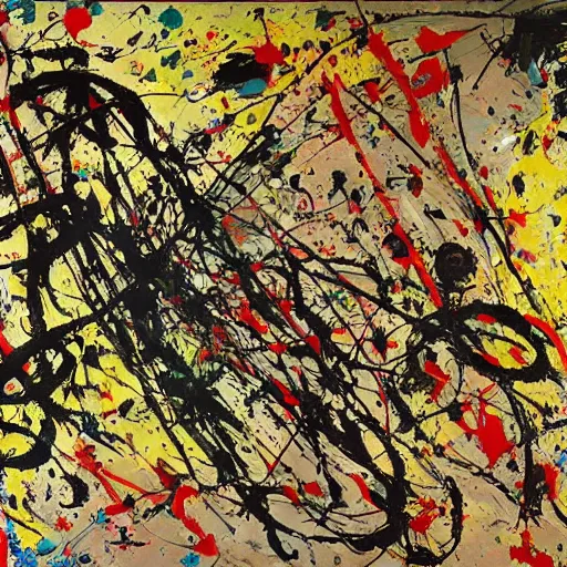 Image similar to a abstract painting quarrel lovers by jackson pollock