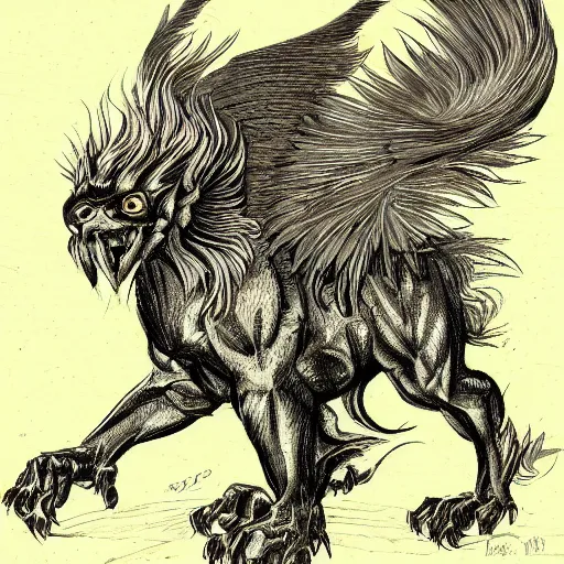 Prompt: illustration of a manticore by erol otis c 2 2. 0