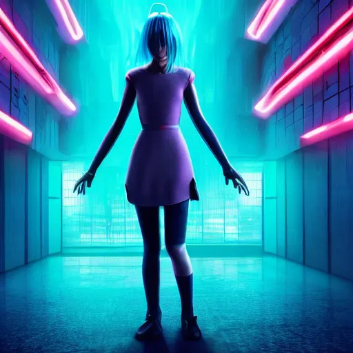 Image similar to cinematic still of hatsune miku in blade runner 2 0 4 9, imax