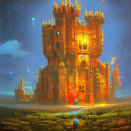 Image similar to a large walking castle by paul lehr