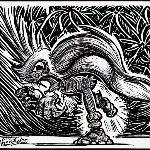 Prompt: low angle shot of Sonic the Hedghehog, ink drawing by Robert Crumb, intricate, elegant, highly detailed, centered, digital painting, artstation, concept art, smooth