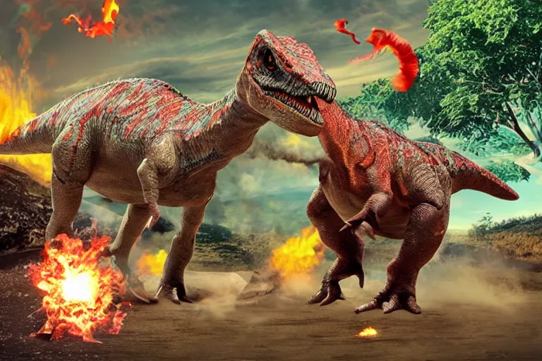 Prompt: tiktok as meteor destroying dinosaurus