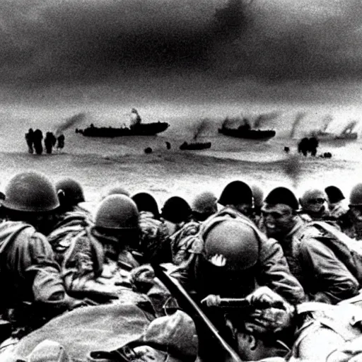 Prompt: the d - day, by robert capa,