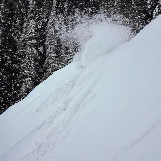 Prompt: snow avalanche, rushing down a slope, dramatic, center composition, romantic painting, dramatic camera angle