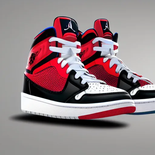 Prompt: jordan sneakers based off spiderman