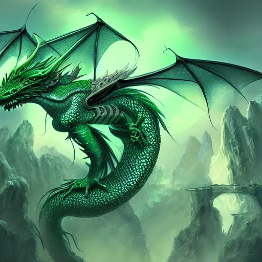 Image similar to a green dragon, digital painting, trending on artstation, matte painting, highly detailed, intricate linework