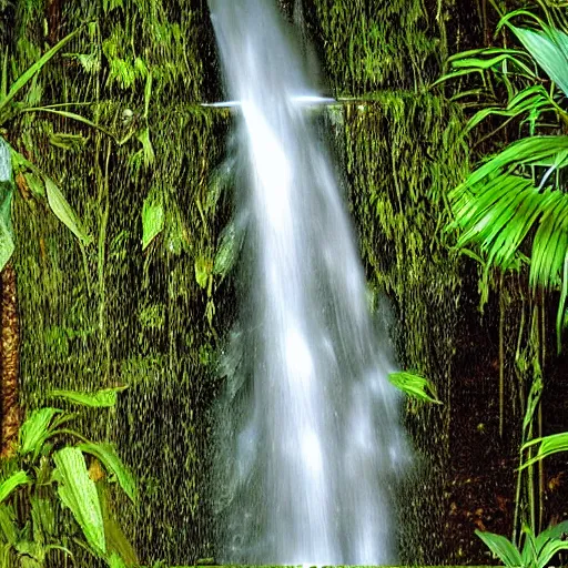 Image similar to beautiful lush jungle waterfall cascade by les edwards