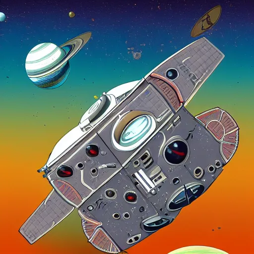 Image similar to detailed spacecraft in the style of nacho yague