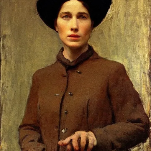 Prompt: a woman with a hat inspired bythomas eakins, cinematic