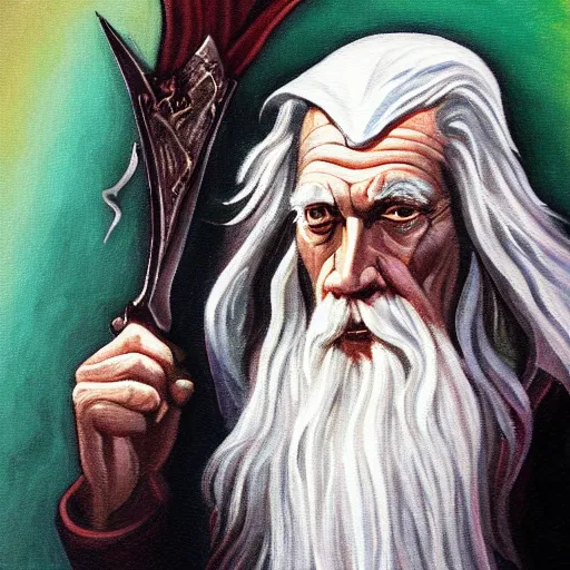 Image similar to gandalf as art deco, painting