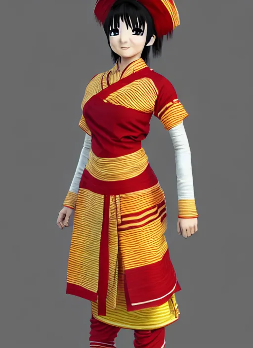 Prompt: anime visual of a sassy woman wearing assamese mekhela bihu gamosa costume ; official media ; cute ; octane render, unreal engine 5, trending on artstation, high quality, 8 k, path traced, hyperrealistic, highly detailed, digital art, symmetrical, cinematic, high coherence, hdr 8 k fabric textures