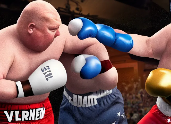 Image similar to Joe Biden punches a fat man, 8K, high quality, highly detailed render