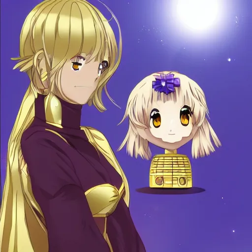 Image similar to C3P0 as a cute anime girl