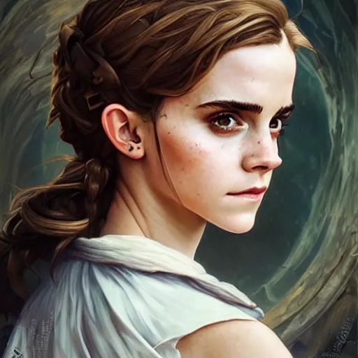 Image similar to emma watson cosplaying watson from apex legends fantasy art, hyper detailed, extremely complex, hyper realistic art by artgerm and greg rutkowski and alphonse mucha