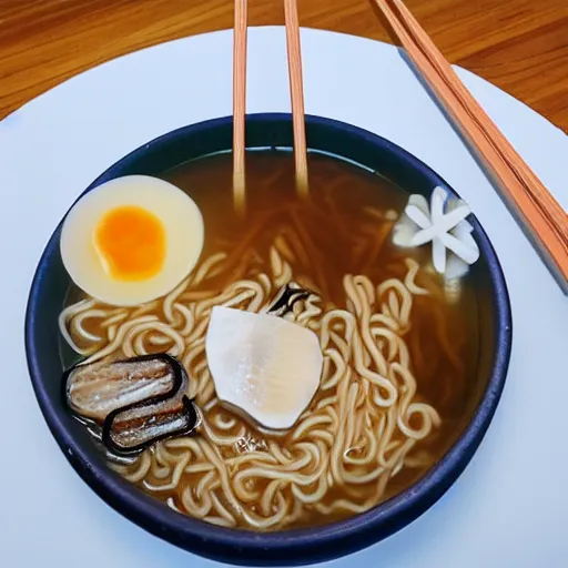 Image similar to wise old fly with a white beard eats ramen with chopsticks