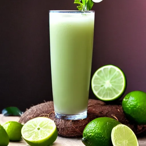 Prompt: a lime in the coconut drink