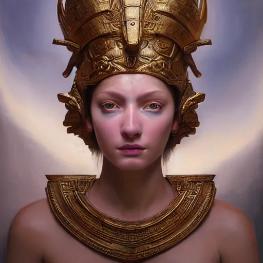 Prompt: hyperrealistic mixed media painting of beautiful goddess Athena, stunning 3d render inspired art by P. Craig Russell and Barry Windsor-Smith, perfect facial symmetry, dim volumetric lighting, 8k octane beautifully detailed render, post-processing, portrait, extremely hyper-detailed, intricate, epic composition, brown eyes, highly detailed eyes, realistic eyes, correct eyes, cinematic lighting, masterpiece, trending on artstation, very very detailed, masterpiece, stunning