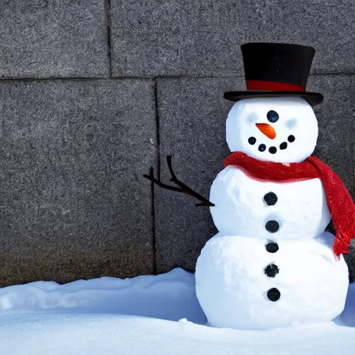 Image similar to photograph of snowman with the face of a school aged boy hd 8k