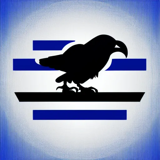 Prompt: peruvian style emblem portraying a raven, corporate logo, art deco, stylized, iconic, vector art, two - tone, clean lines, ultramarine blue and titanium white