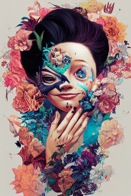 Image similar to a dead human smiling cute, tristan eaton, victo ngai, artgerm, rhads, ross draws