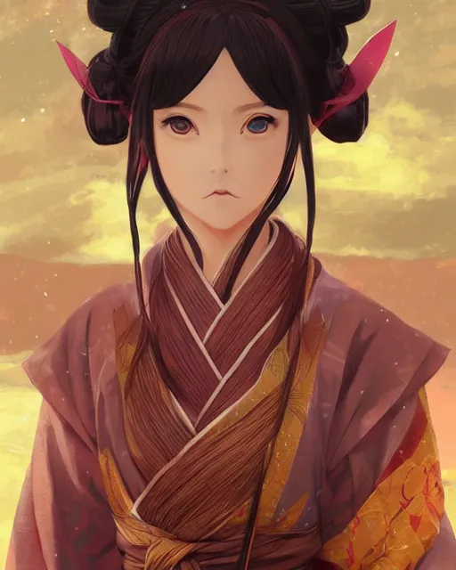 Image similar to An anime portrait of Ssunbiki as a beautiful woman wearing a kimono from Skyrim, by Stanley Artgerm Lau, WLOP, Rossdraws, James Jean, Andrei Riabovitchev, Marc Simonetti, and Sakimichan, highly detailed, ultra detailed, golden hour, trending on artstation, cgstudio
