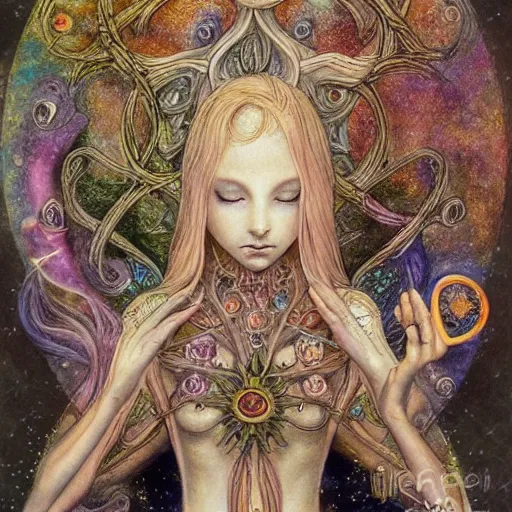 Image similar to detailed and sharp virgo artistic zodiac artwork, mystic style, detailed, 8 k, detailed, symmetrical, by brian froud