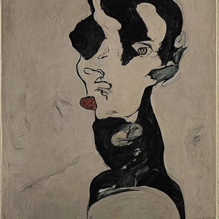 Prompt: portrait of a panther woman. henri de toulouse - lautrec,, egon schiele, aubrey beardsley, moebius