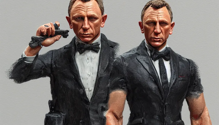 Image similar to daniel craig hand painted figurine, hyperdetailed, artstation, cgsociety, 8 k