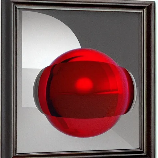 Prompt: chrome spheres on a red cube by francis augustus silva