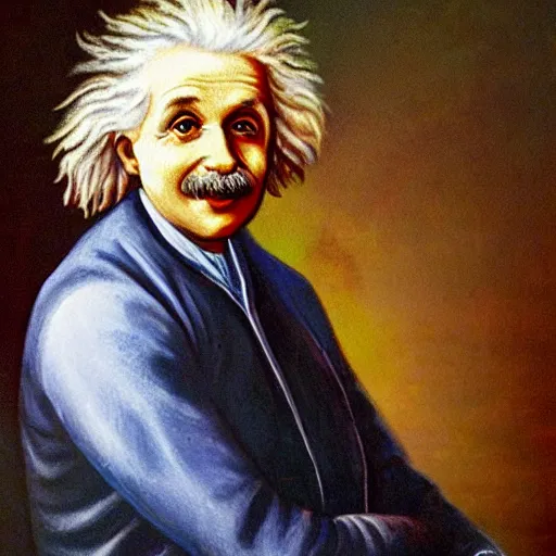 Prompt: portrait of Newton-Einstein hybrid