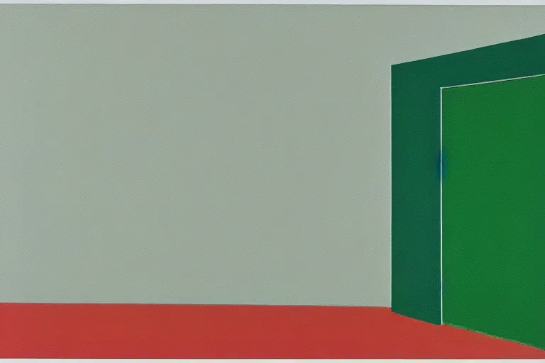 Prompt: david hockney minimalist noisy grainy 1960s style James Turrell exhibition painting