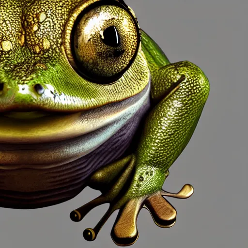 Prompt: a photorealistic steampunk frog, hyperdetailed, precisionism, appgamekit, 3 dshading, unreal engine 5