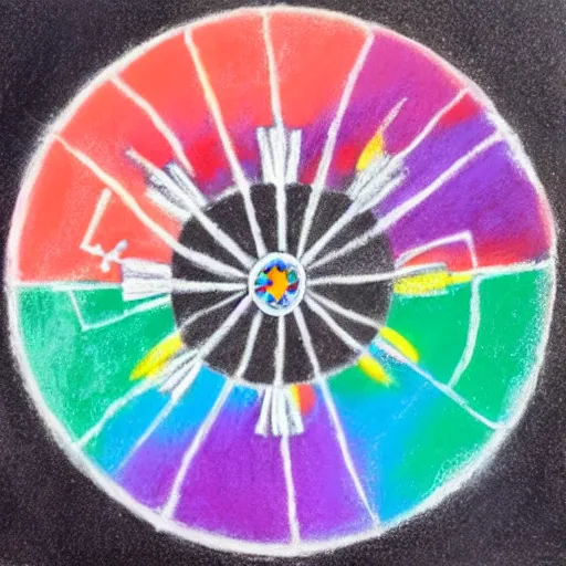 Prompt: medicine wheel using pastel colors in chalk