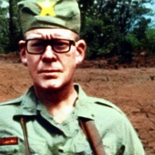 Image similar to “Hank Hill as a soldier in Vietnam, award winning, historical photograph”